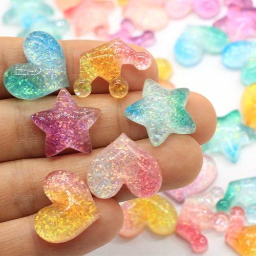 Diverse Resin Glitter Flatback Cabochons Flat Back Heart Crown Star Cabochons Leuke Bling Cabs Hair Bow Center DIY