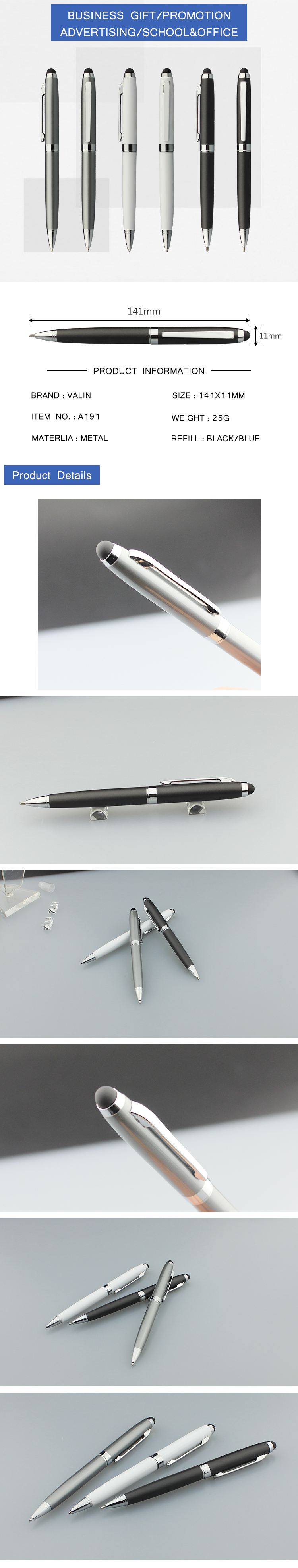 Top sale metal touch screen pens promotional stylus for office