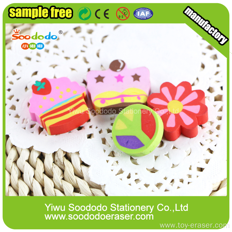 Cake extruded flat eraser ,customed mini extruded eraser