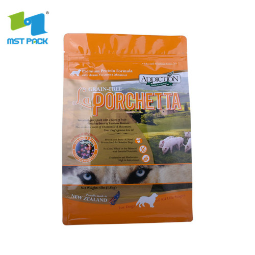 Pet dog food packaging paper storage bag with resealable zipper