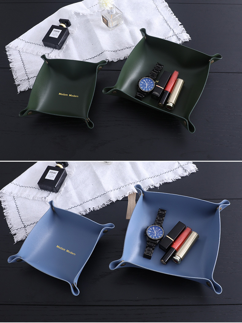 2021 Wholesale Ready Stock Leather Double-deck Dice Tray Jewelry Tray for Key Coin Change Phone Wallet