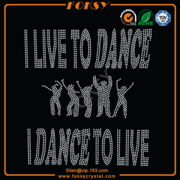 I Live To Dance iron on crystal designs