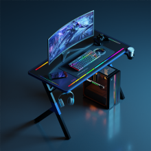 Adjustable Lifting Desk with RGB Lights: Modern Office Gaming Desk
