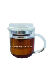 Glass tea cup with infuser & lid