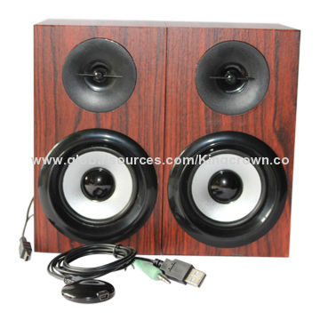 Wooden 3D Speaker, Portable Mini Computer Speakers, Powered by USB for Laptops, 3W x 2