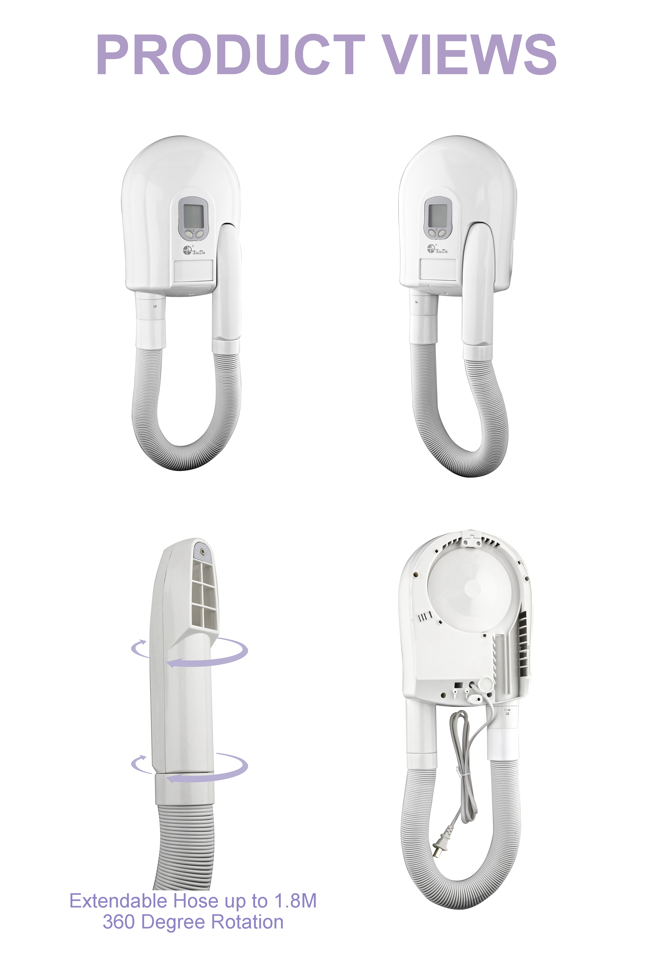Wandfön mit Display Wall-mounted hair dryer with display