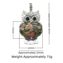 Carnelian Oval Beads CZ Rhinestone Silver cz owl Pendant