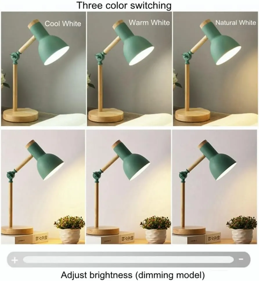 Stylish Wooden Base LED Desk Lamp for Modern Bedrooms