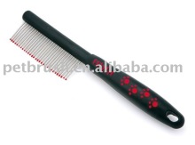 pet comb/black handle with red pawprint pet comb