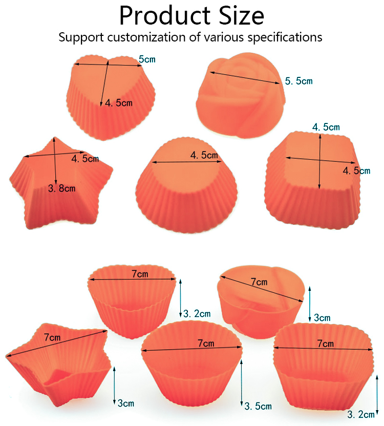Durable baking mold silicone muffin cup heat-resistant, non-sticky, easy to clean and safe food-grade silicone cake mold