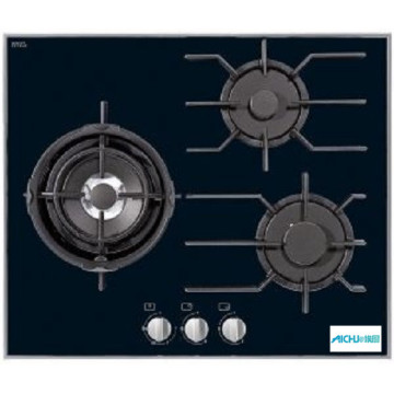 Cooktop de gás preto com 4 queimadores