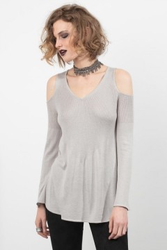 Cold Shoulder V-Neck Sweater