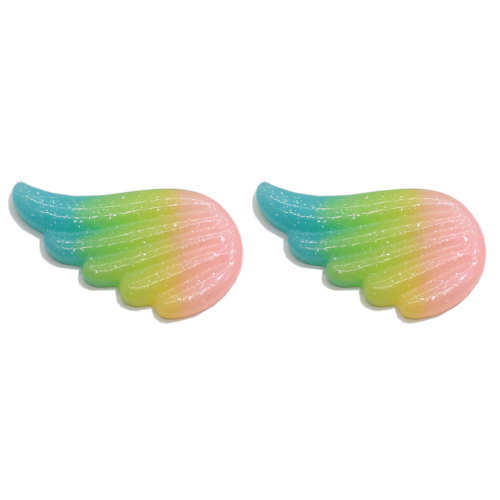 Glitter Kleurrijke Angel Wing Resin Cabochon Plaksteen Decoratie Kralen Voor Oorbel Ketting Ornament Sieraden