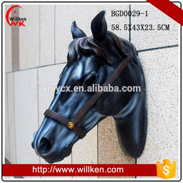 Black Beauty Resin Horse Head Statue for Wall Decor