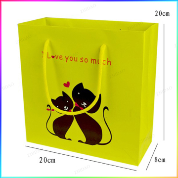 gold paper shopping bag, coated paper shopping bag