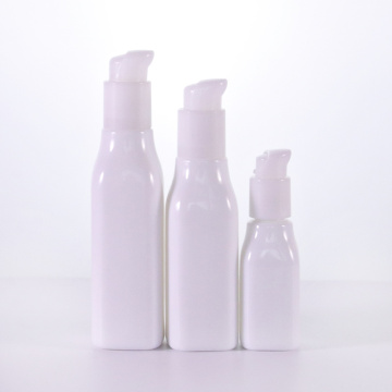Bottiglia di lozione bianca quadrata di opal con pompe bianche