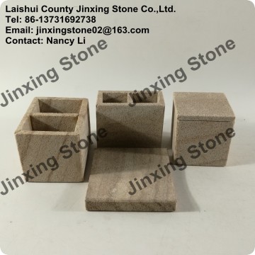 Sandstone Cotton Ball Holder Jar Soap Dish Natural Sandstone Bathroom Accessories