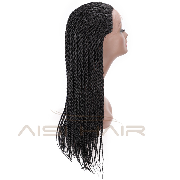 Aisi Hair Twists Long Braiding Lace Front Wigs Natural Black High Temperature Lace Front Synthetic Braided Wigs for Women