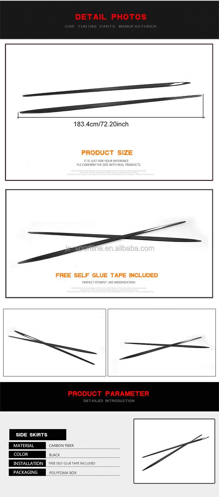 Carbon Fiber C238 E200 Side Skirts Trim for Mercede s-Ben z E-Class (C238) E200 E300 E500 Sport 17-18