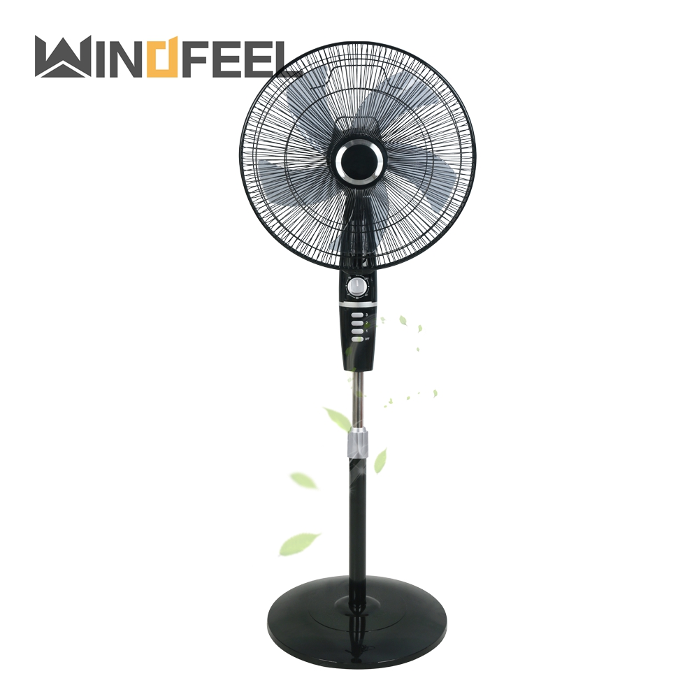 Black Cheap Powerful Wind Standing Fan 16 Inch No Noise Plastic Blade Standing Fans for House 18 Inch Stand Fan with Remote