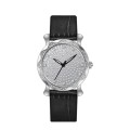 Luxury Quartz Iced out Diamond Dials Leather Watch