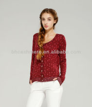 2016 polka-dotted printed sweater cardigan for ladies crew neck sweaters