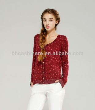 2016 polka-dotted printed sweater cardigan for ladies crew neck sweaters