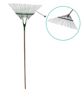 Adjustable Long Steel Handle Black Garden Leaf and Shrub Rake