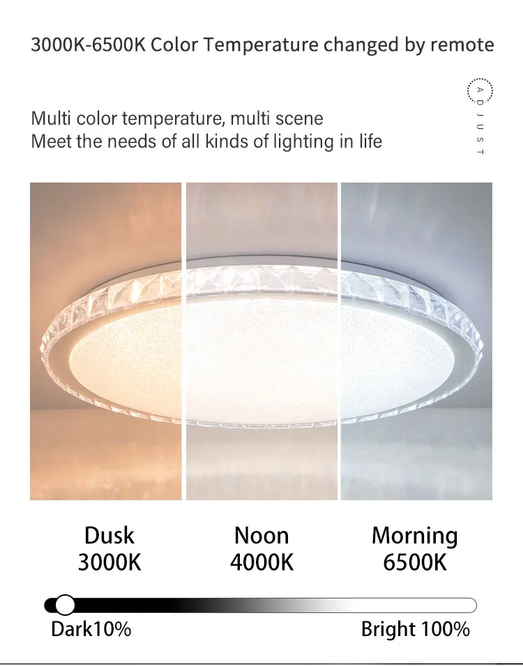 Modern Intelligent, LED Round, Crystal Style, Ultra-Thin Ceiling Light