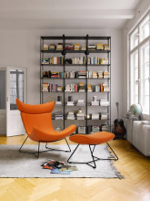 Nordic Mid Century Style Leather Relax Armchair Recliner Chair