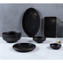 Gold Rim Porcelain Dinnerware Sets for Hotels and Restaurants