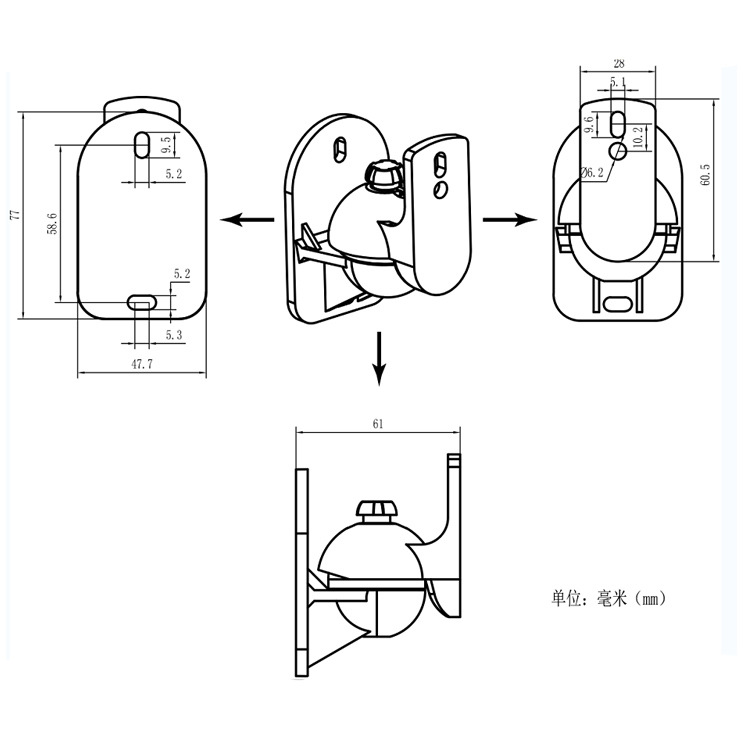 speaker wall mount sb03 size drawing