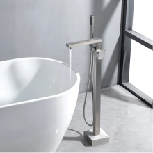 AMAXO Floor Mount Bath Tap: Bathroom Hot Cold Water Mixer, Floor Standing with Hand-held Shower