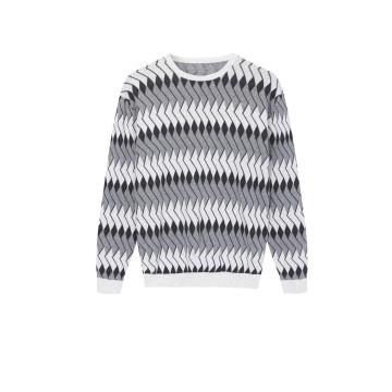 Men's Knitted Jacquard Crew-Neck Pullover