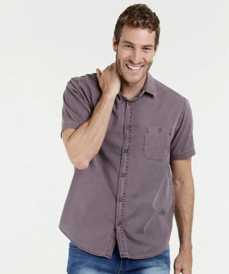 Chemise habillée à manches courtes pour hommes vert doux