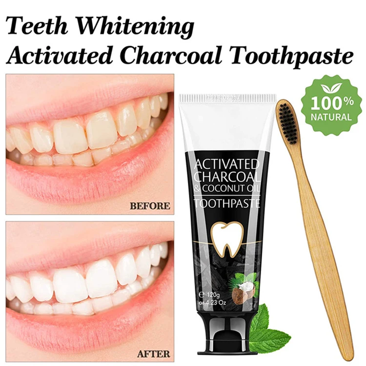 100% Natural Activated Charcoal & Coconut Oil Teeth Whitening Toothpaste