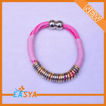 Small Ring Pink Braided Ferrule Bracelet