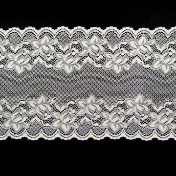 Stretch Lace Trims, Made of Nylon and Spandex, 18cm Width, Various Designs are Available