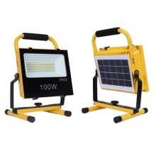 Portable LED Solar Flood Light with Integrated Solar Panel and Aluminum Shell