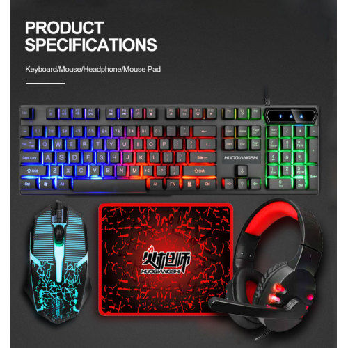 4 in1 wired keyboard and mouse headset set