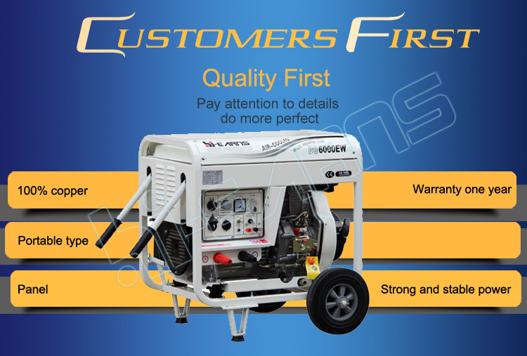 2KW DG6000EW 186FA  and 140mm 100% copper alternator diesel welder generator