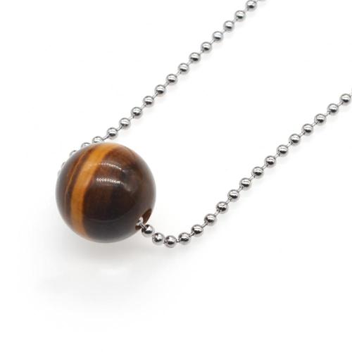 Natural 18MM Round Semi Precious Stone Sphere Crystal Balls Charms Chain Necklace