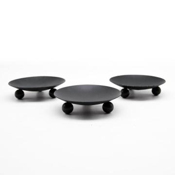 Black Round Metal Pillar Candle Holders