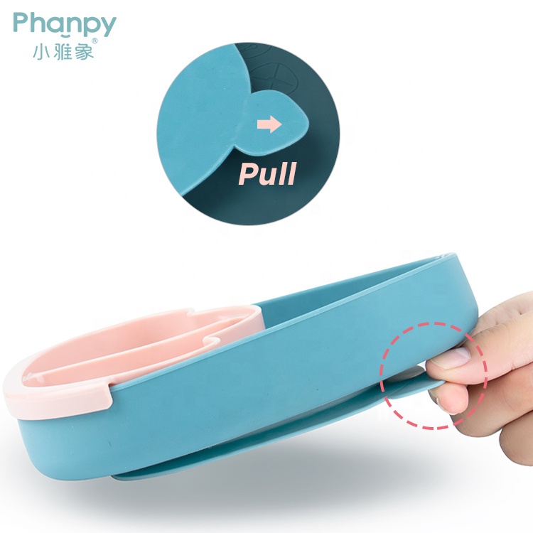 Assiette à dîner en silicone pour bébé avec forme de nuage à ventouse