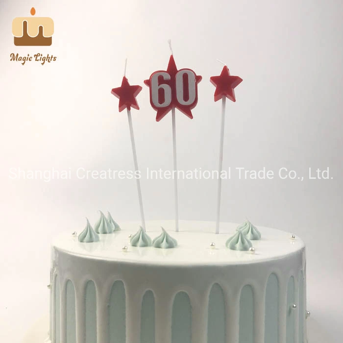 Number 60 Star Birthday Cake Candle Factory
