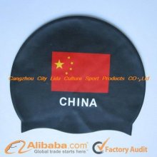 Printing silicone Hot Sale National Flag Swim Cap