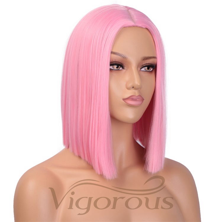 Cheapest High Quality Dropshipping Premium Colored Short Heat Resistant Fiber Natural Hairline Wholesale Synthetic Hair Wigs