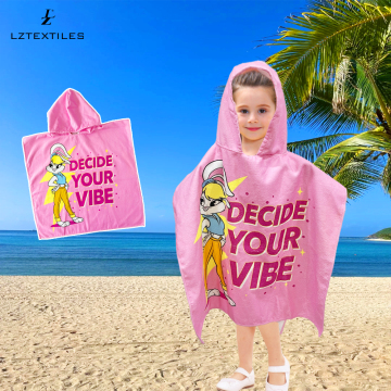 Custom Microfiber Kids Hooded Poncho - Beach Towels & Cartoon Robes