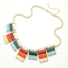 Korea Style Elegant Colorful Cubic Necklace Jewelry FN30