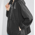 Wholesale Half Zip Hooded Women's Trench Coat